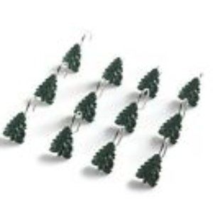 12 PINE TREES Winter Christmas Shower Curtain Hooks Country Bath Decor